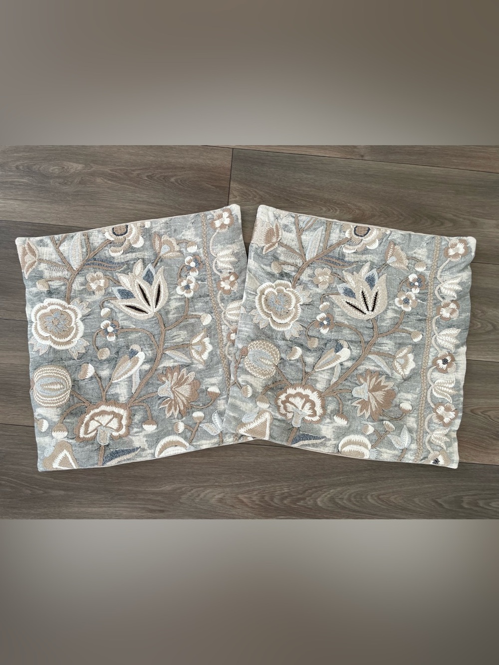 Pottery Barn Sonya Embroidered Floral  Pillow Covers lot of 2
